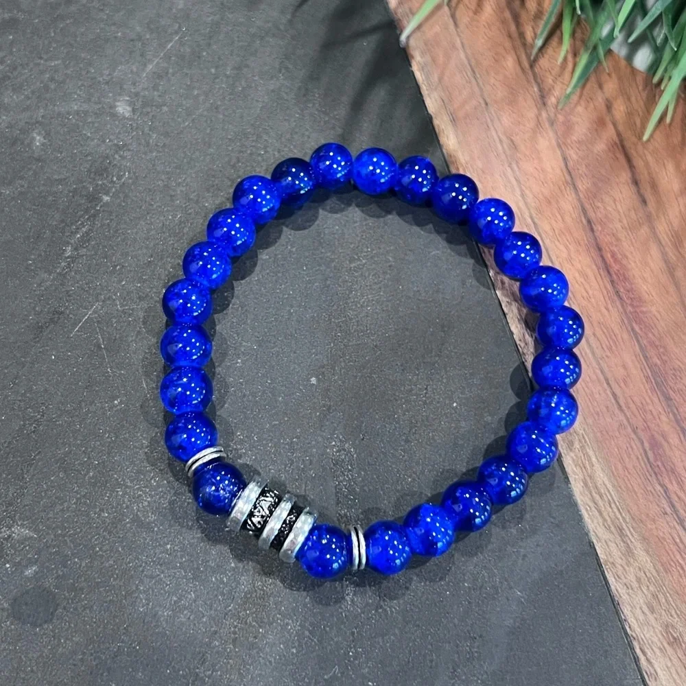 NWOT - Natural Lapis Lazuli Men’s Stretch Bracelet